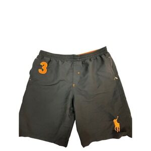 Polo Ralph Lauren Mens Swim Trunks Shorts Black Orange Logo Size L
